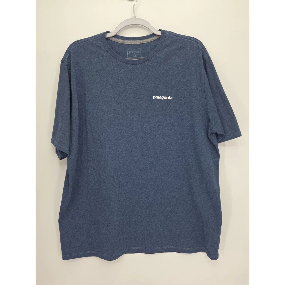 Patagonia Men's P-6 Logo Responsibili-Tee T Shirt Graphic Print Blue Size XL